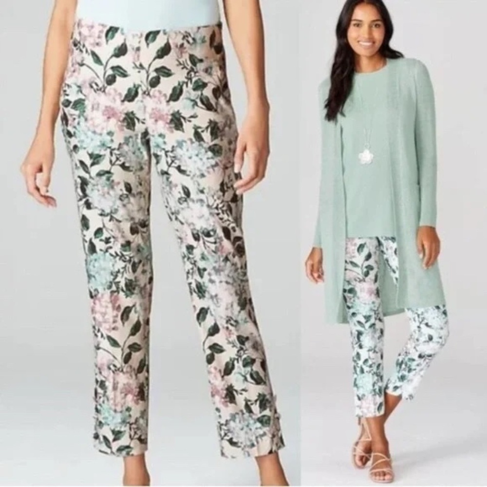 J. Jill Linen Stretch Floral Pants Large